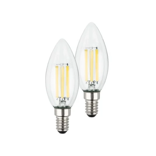 Bombilla LED vela E14 4W claro 3000K 840 lm EEC A 2er
