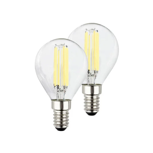 Bombilla LED gota E14 2,5W clara 3000K 525lm EEC A 2er