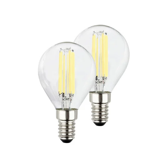 Bombilla LED gota E14 4W clara 3000K 840lm EEC A 2er