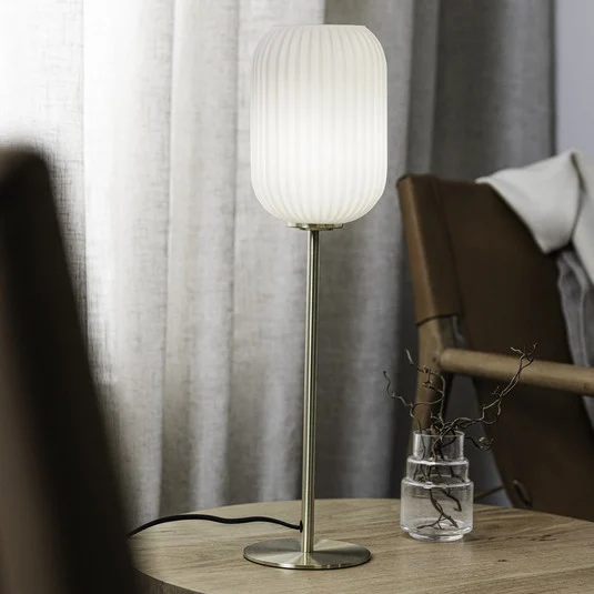 Lámpara de mesa Cava, latón, cristal, altura 55 cm