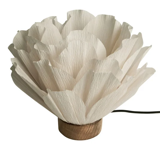 Lámpara de mesa Lisa, papel, blanca, Ø 28 cm - Watt & Veke