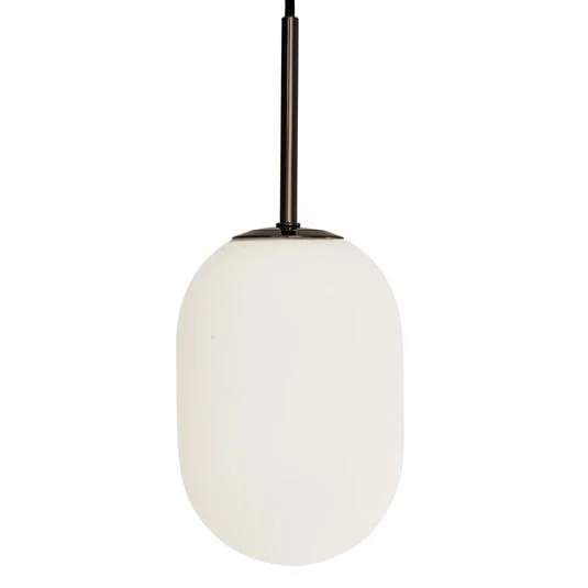 Lámpara colgante Noor, Ø 12 cm, opalina/negra, cristal - Watt & Veke