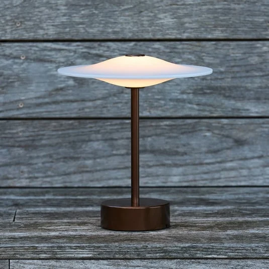 lámpara de mesa LED portátil Sinus 22, bronce, IP44 - Piet Hein