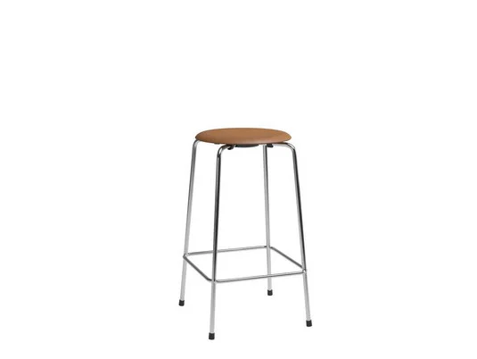 Taburete de bar High Dot 65 cm, cromado/nogal, cuero - FRITZ HANSEN
