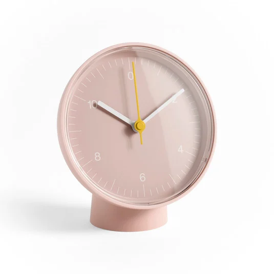 Reloj de mesa Table Clock rosa plástico Altura 14 cm - HAY