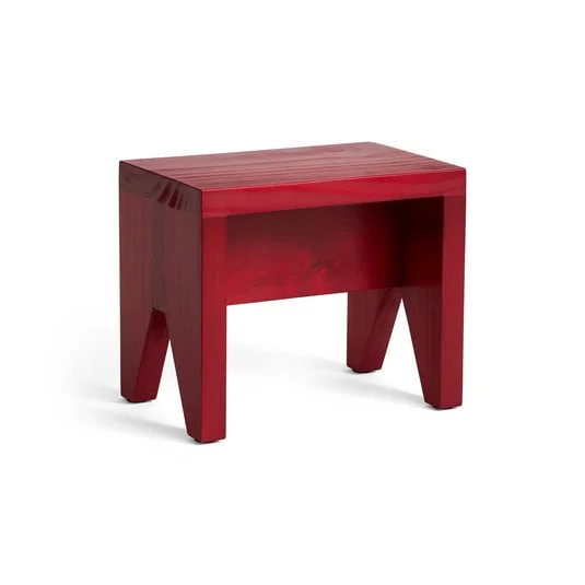 Taburete Manolito, madera de pino roja, 30 x 20 x 25 cm - HAY