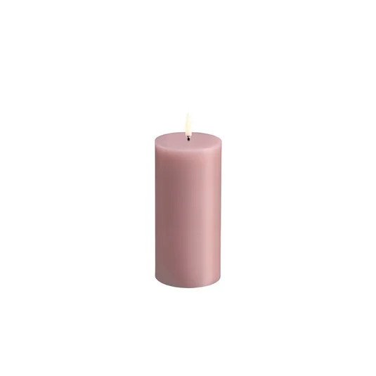 Vela LED PILLAR, rosa, altura 15 cm, cera - Uyuni Lighting