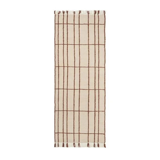 Alfombra Sen, crema/marrón, 200 x 80 cm, textil - ferm LIVING