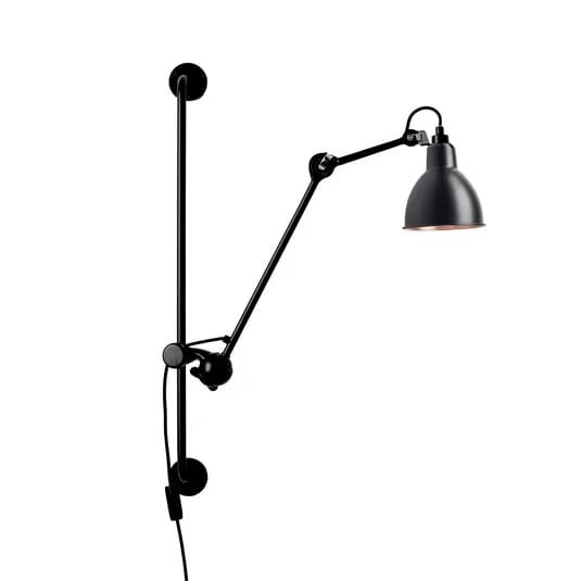 210 Aplique de pared negro/negro-cobre - Lampe Gras