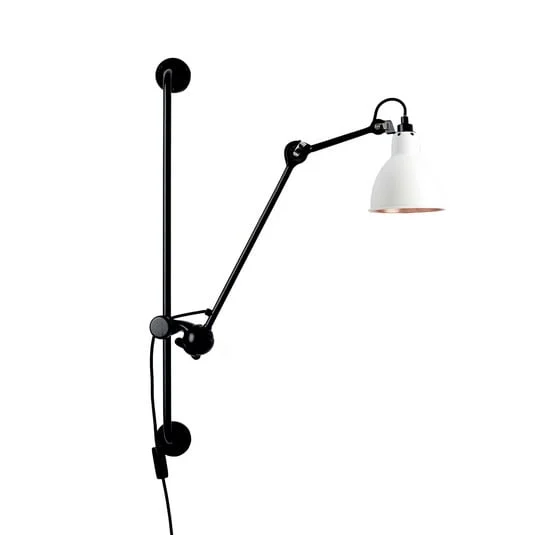 210 Aplique de pared negro/blanco/cobre - Lampe Gras