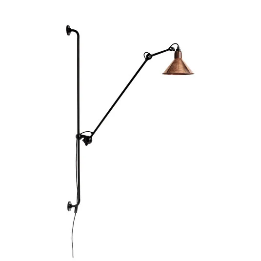 214 Aplique de pared Round negro/cobre natural/blanco - Lampe Gras