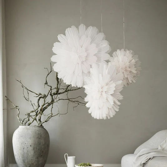 Estrella de papel Snöblomma, blanca, Ø 68 cm, forma de flor - Watt & Veke