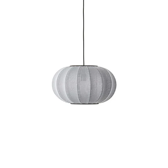 Lámpara colgante ovalada Knit-Wit 45, color plata, casquillo E27 - Hecha a mano