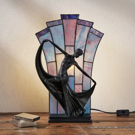 Lámpara de mesa Flamina en estilo Tiffany