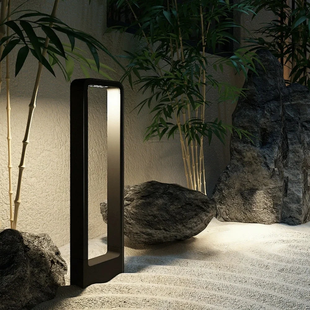 Baliza exterior rectangular negra LED IP65 moderno jardín