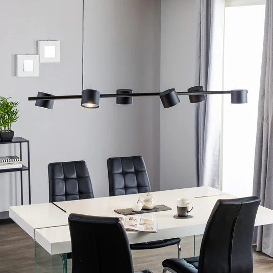 Lámpara colgante Bot, negro, 6 luces