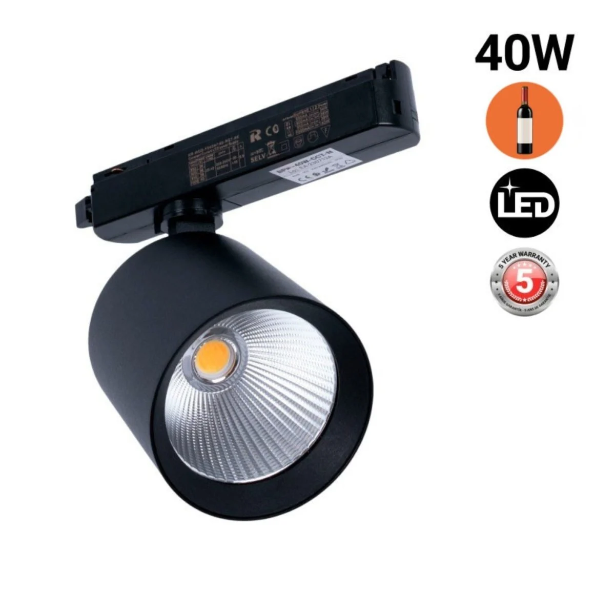 Proyector LED para carril monofásico - 40W - Vinotecas