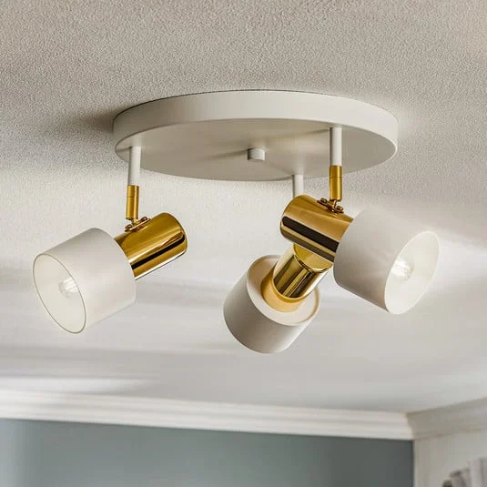 Downlight Destin, 3 luces, blanco/latón