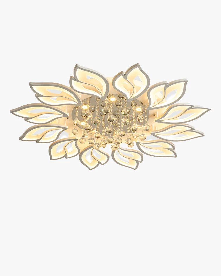 WOMO Lámpara de techo empotrada de cristal con diseño de flores grandes - WM1107