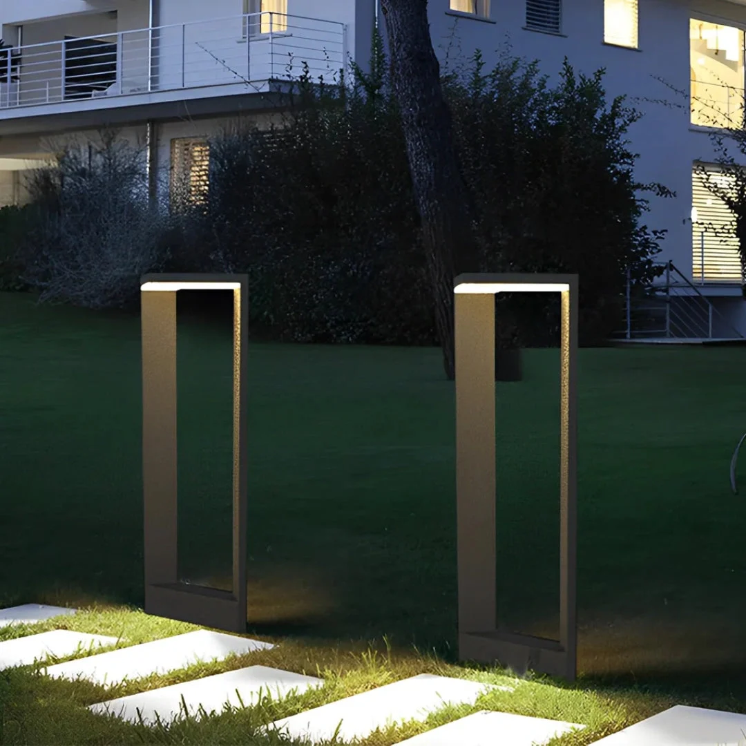 Baliza de jardin LED negra metal diseño moderno IP65