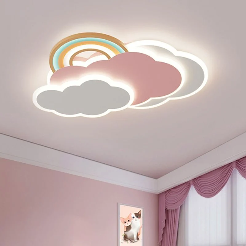 Arisha Lámpara de Techo Colgante Moderna Nube/Arco Iris Metal/Acrílico Rosa/Blanco