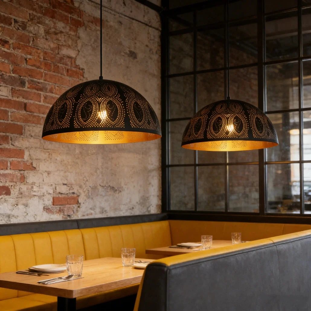Lámpara Colgante Industrial Vintage Negra de Metal Estilo Campana para Comedor