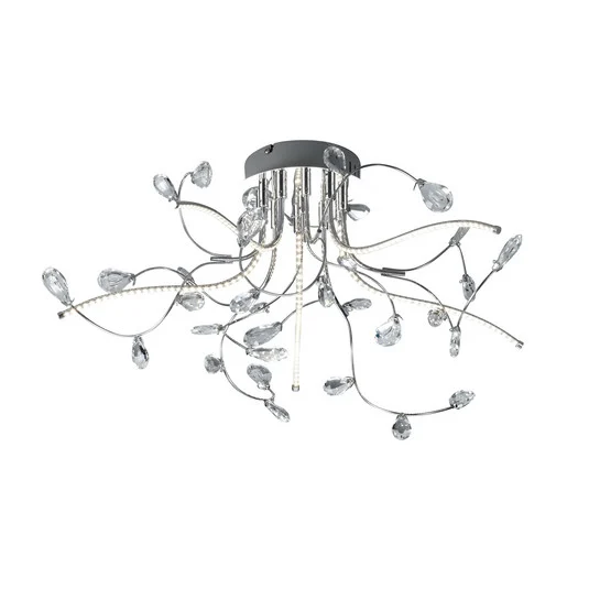 Plafón Crystal, cromo, 54 cm