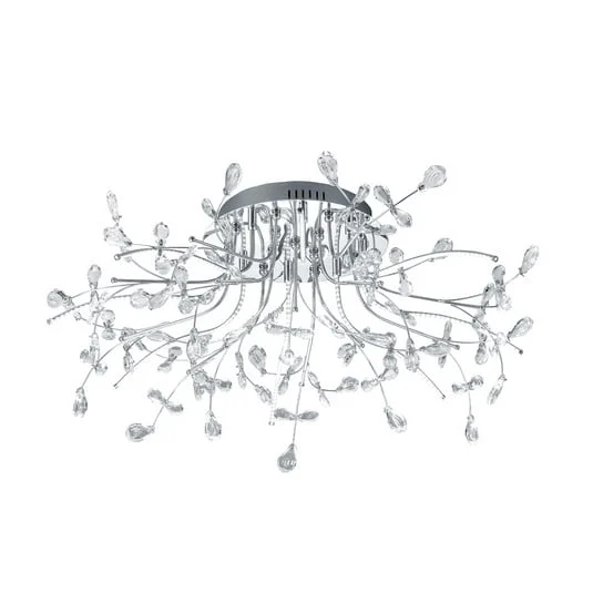 Plafón Crystal, cromo, 77 cm