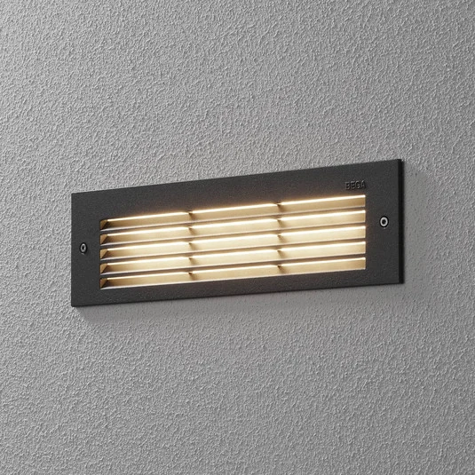 Bega Lámpara de pared LED empotrable gris ancho 26 cm Interruptor CCT