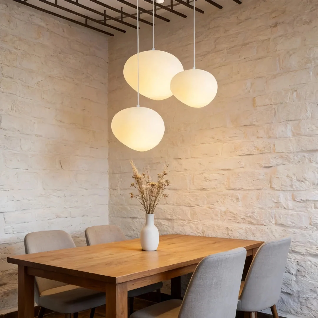 Lámpara colgante nórdica blanca LED regulable de diseño orgánico para comedor