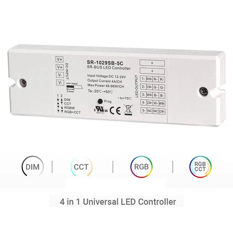 Controlador Bluetooth 12-24V monocolor + CCT + RGBW + RGBCCT 4 en 1 - SUNRICHER