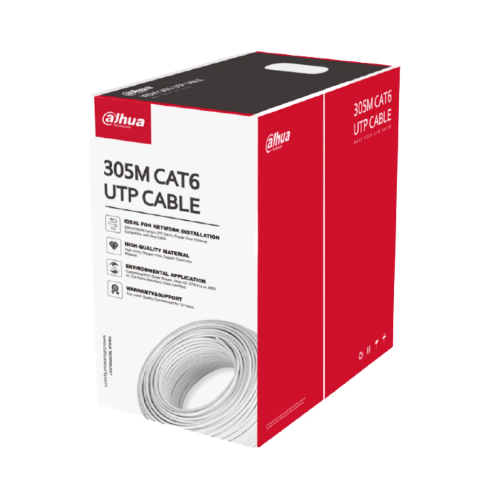 Cable de Red Dahua CAT6 UTP 305M en Caja de Extracción 100% Cobre
