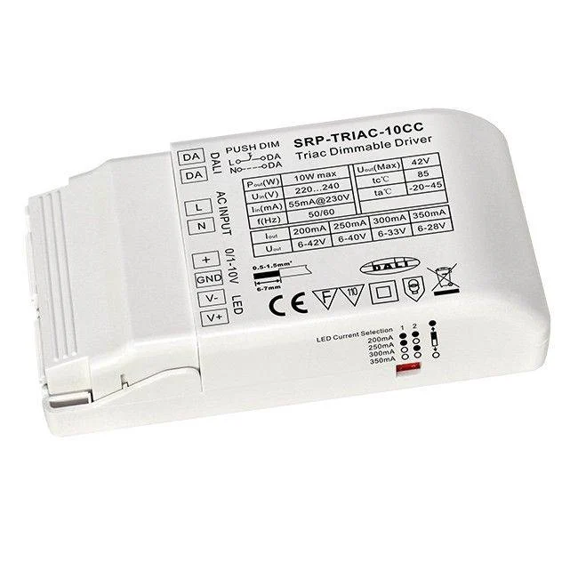 Driver regulable TRIAC DALI PUSH 0/1-10V 6-42V 10W multicorriente (200-350mA)