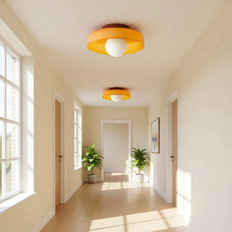 Lámpara de techo para pasillo LED moderna de vidrio tipo disco