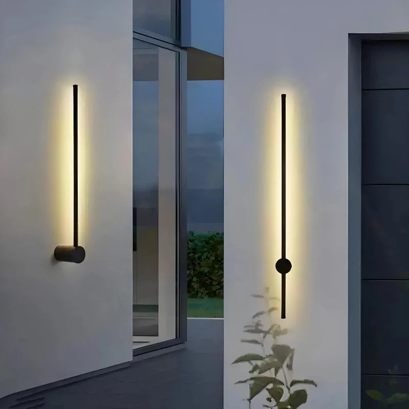 Aplique lineal exterior LED articulado IP65 negro moderno