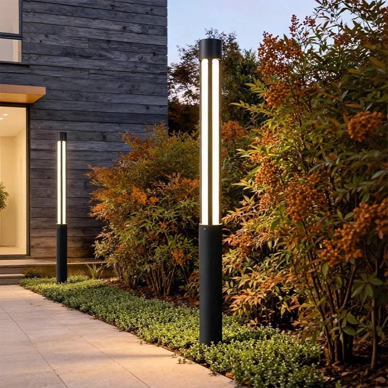 Baliza exterior LED de diseño moderno IP65 negra para jardín