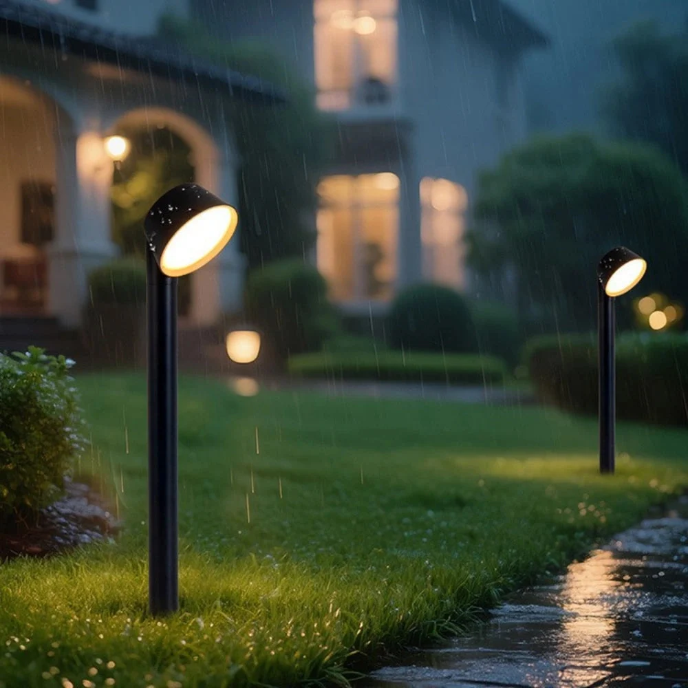 Baliza LED de jardín exterior IP65 luz cálida negra moderna