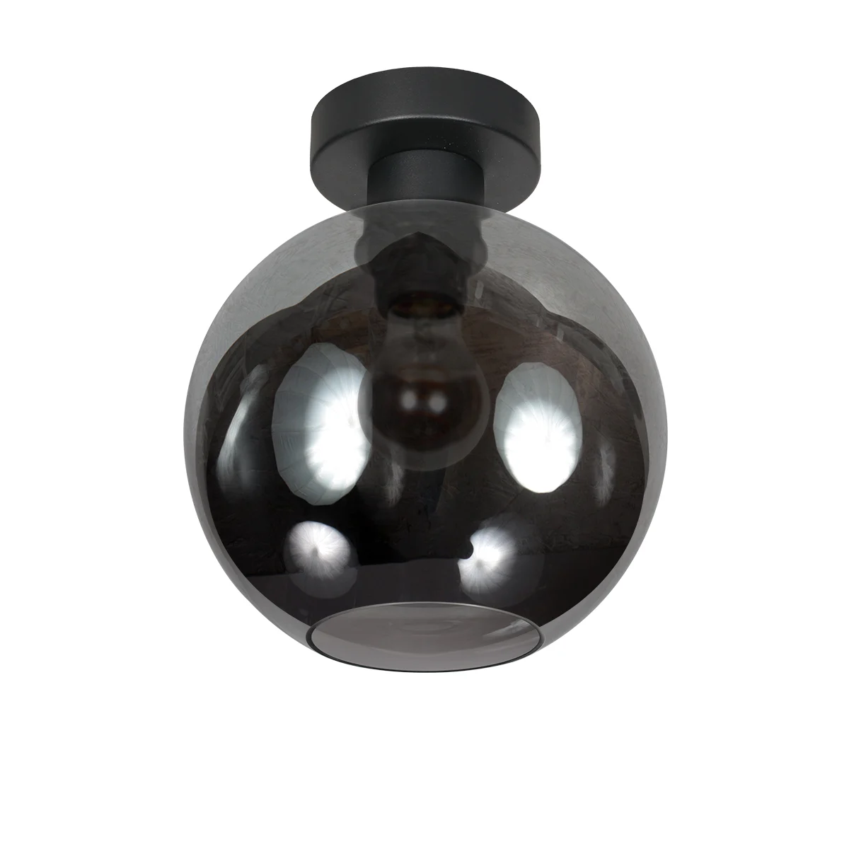 Lámpara de techo bombilla cristal ahumado Steinhauer Bloeba