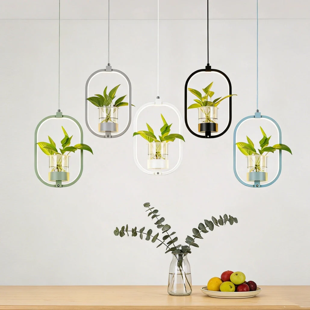 Lámpara Colgante con Plantas LED Moderna Ovalada para Comedor