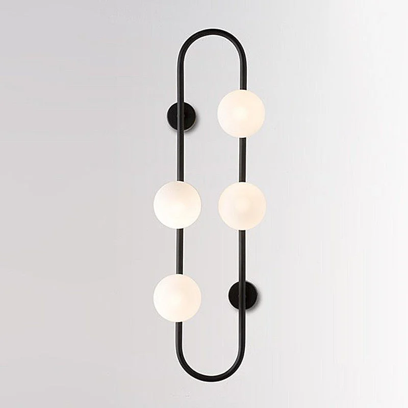 LuzAura - Lámpara de Pared Bolas de Cristal Negro Dorado Moderna Diseño Elegante