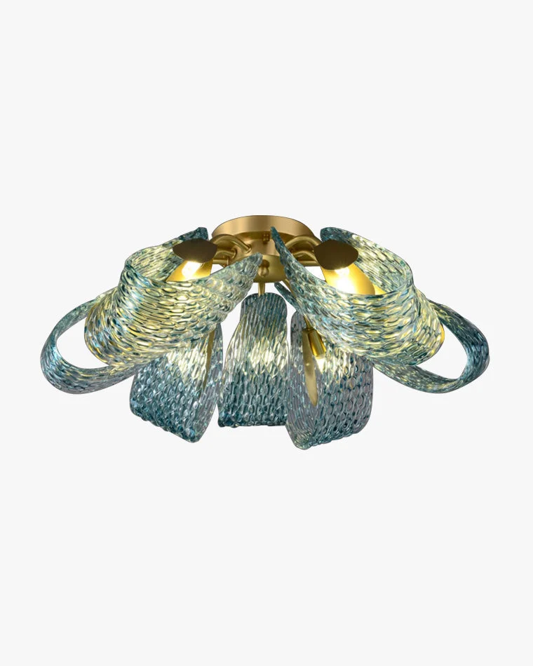 WOMO Lámpara de techo semiempotrada de cristal marino de pavo real - WM1111