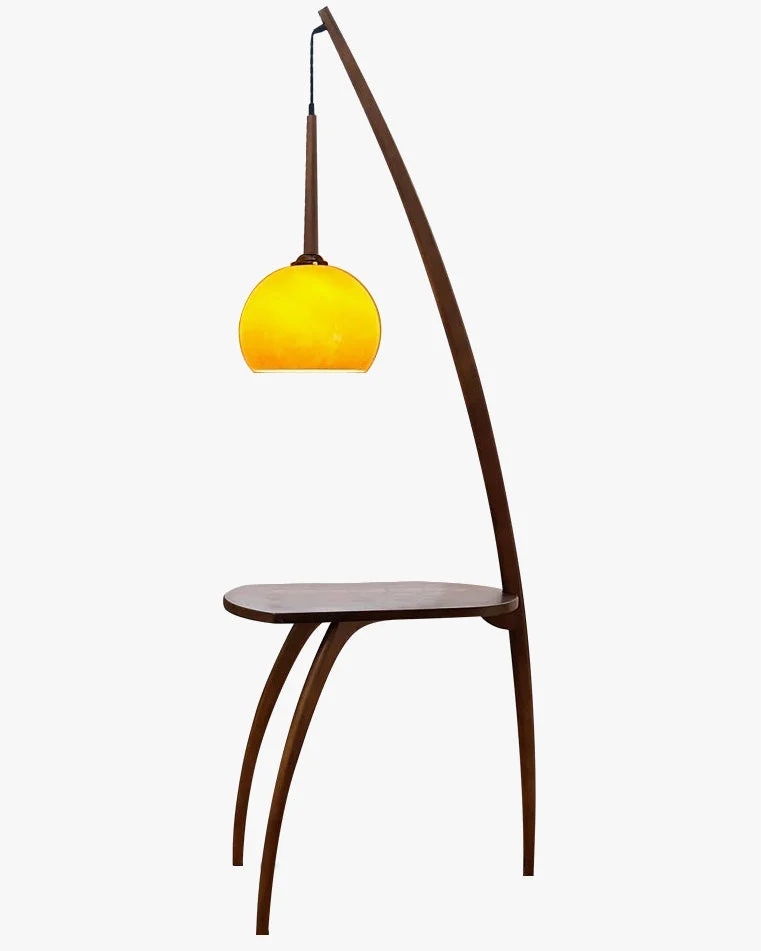 WOMO Lámpara de pie colgante de madera con mesa - WM7130