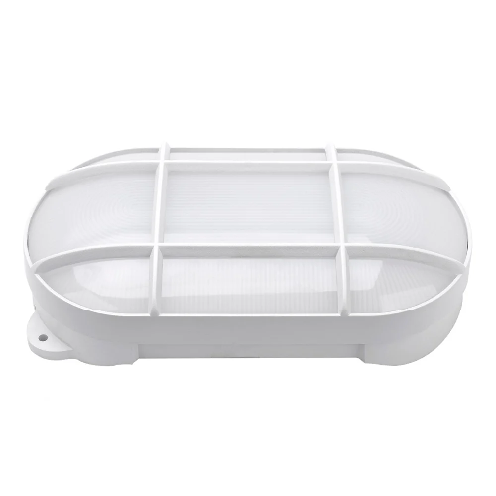 Plafón de Exterior LED Ovalado Blanco con Rejilla IP65