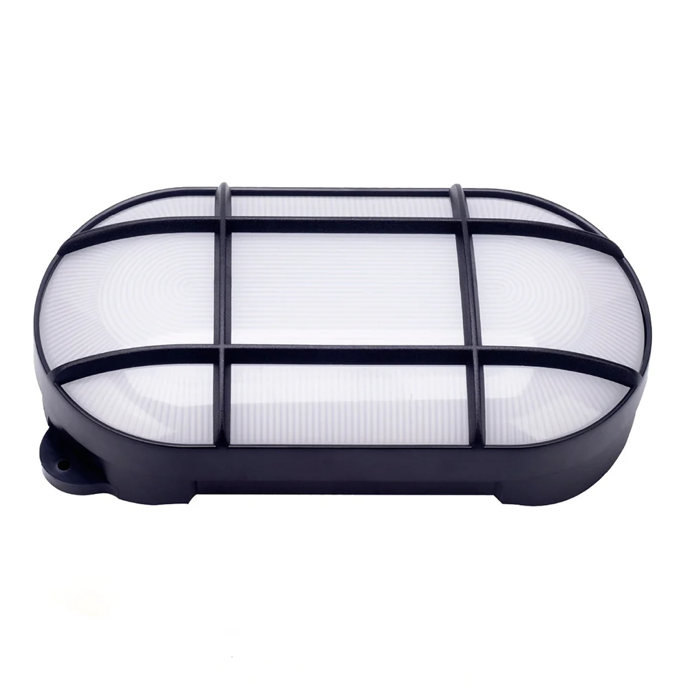 Plafón de Exterior LED Ovalado Negro con Rejilla IP65