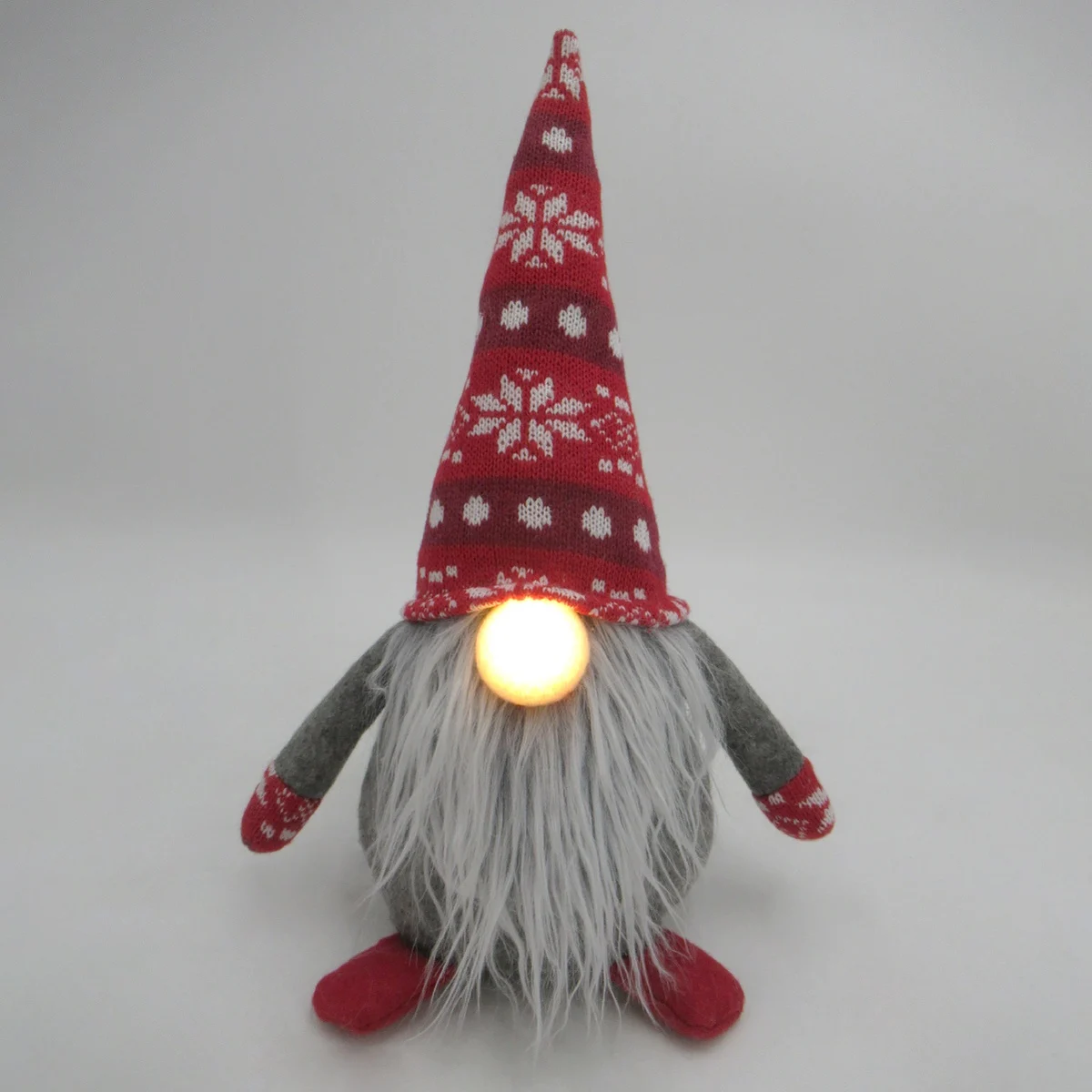 Gnomo de Navidad LED Sentado 360mm Rojo y Gris 2xCR2032