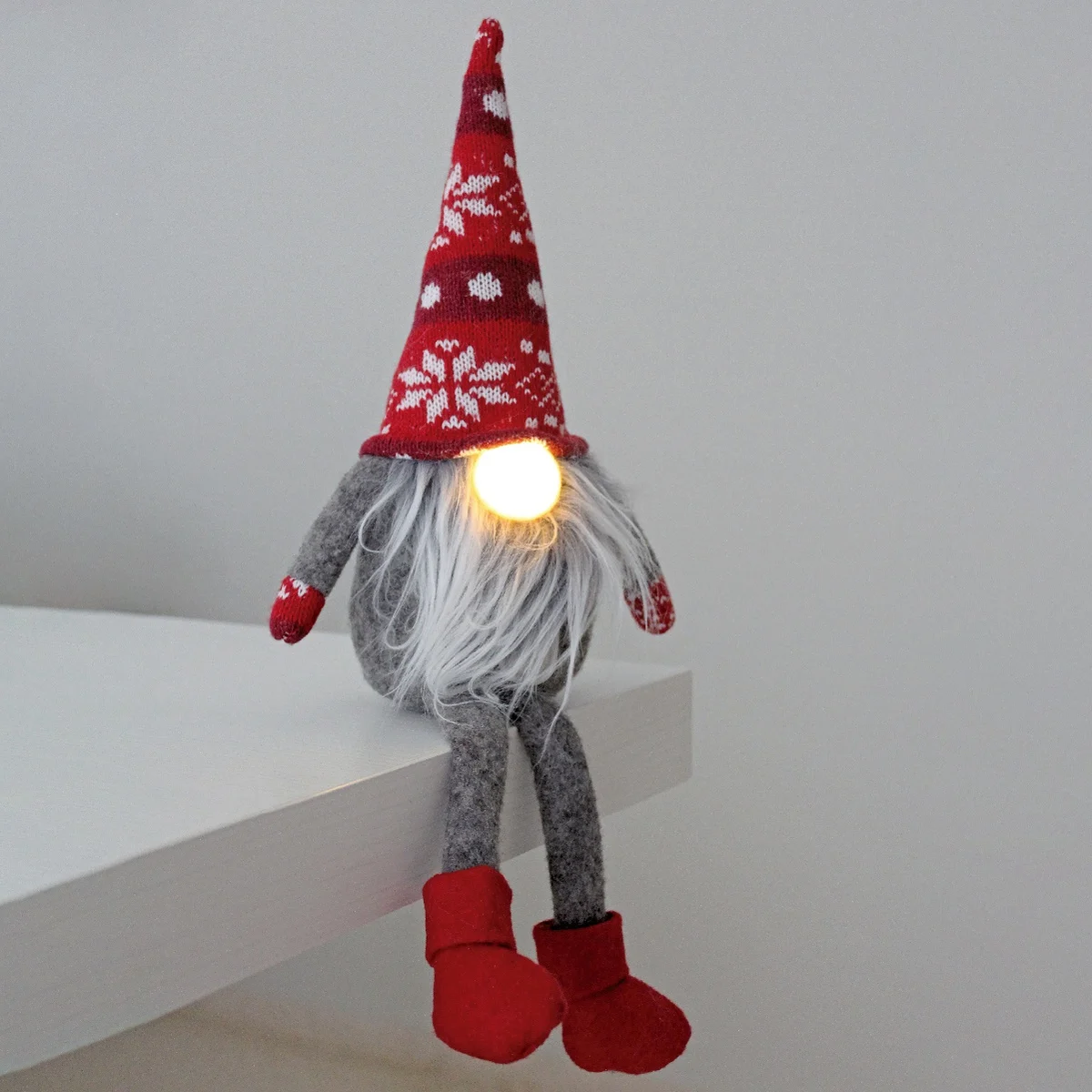 Gnomo de Navidad LED con Piernas Colgante 410mm Rojo y Gris 2xCR2032