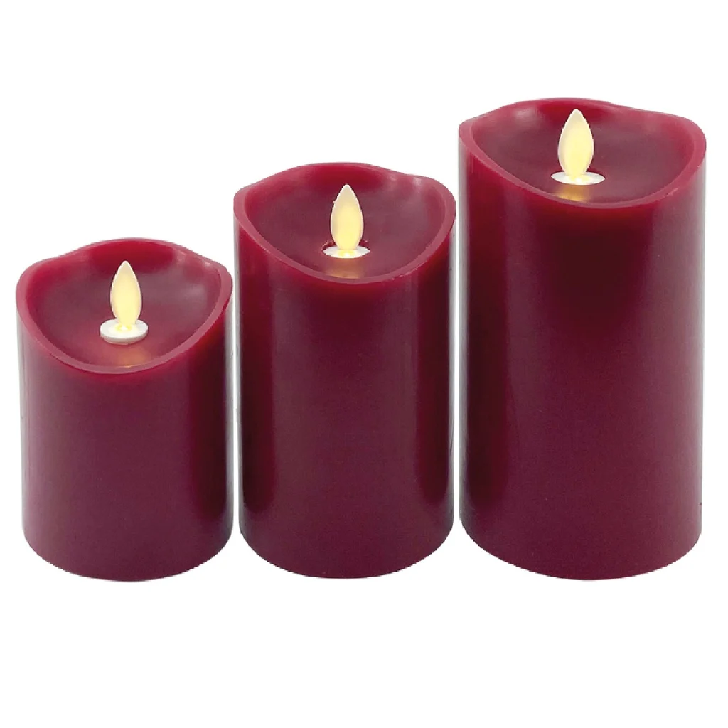 Pack 3 Velas Decorativas LED de Cera 100mm + 120mm + 150mm