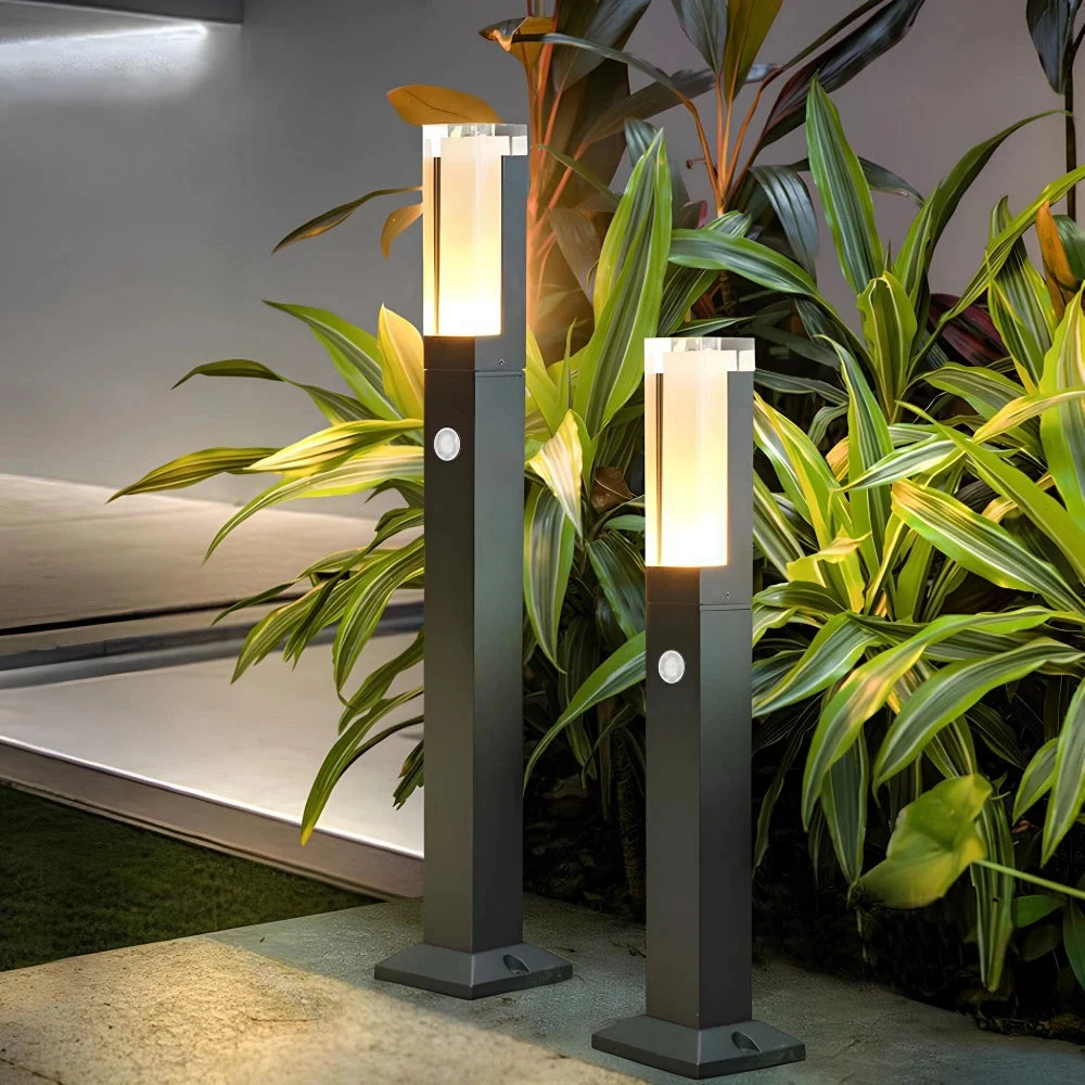 Baliza con sensor de movimiento LED IP65 minimalista de aluminio negro