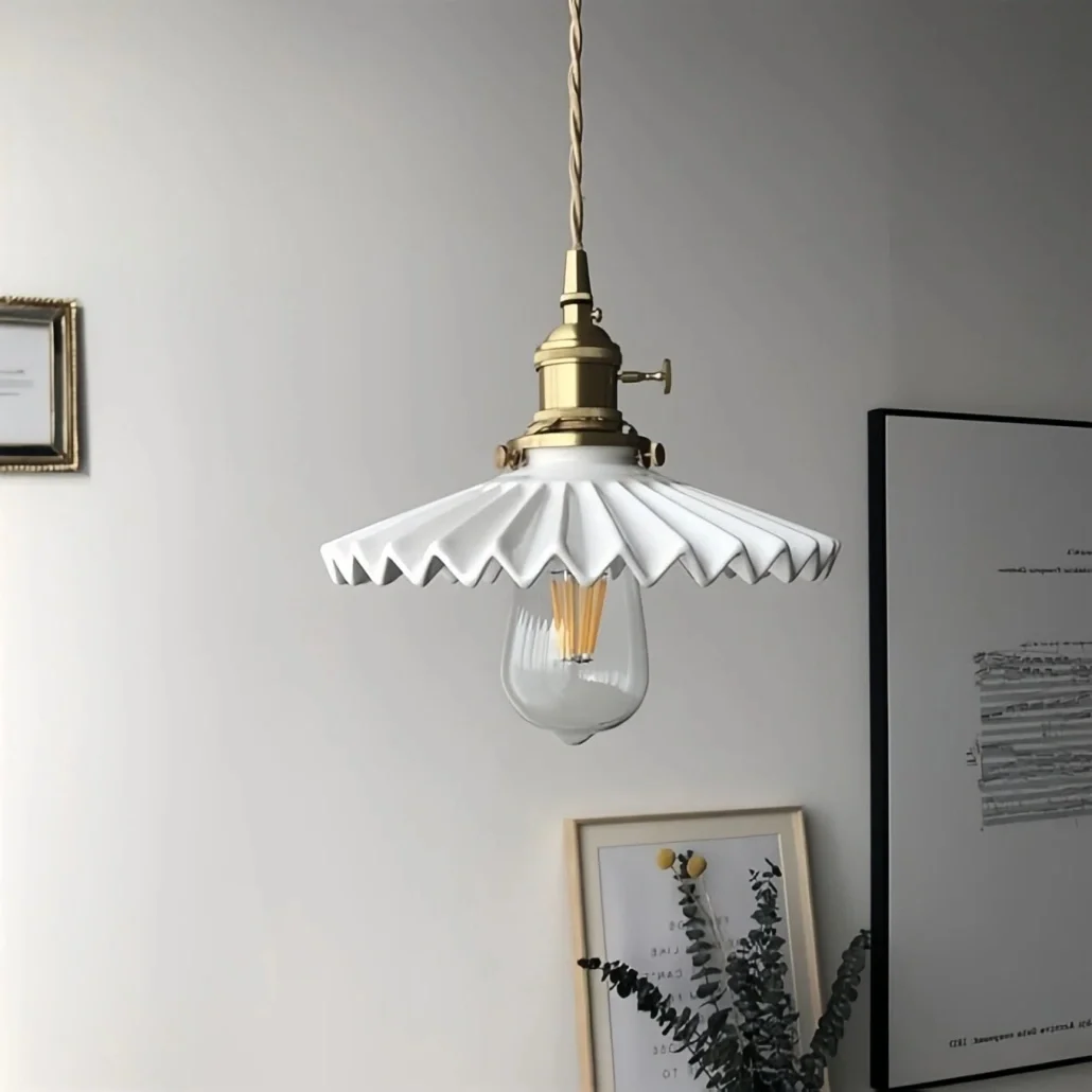 Lámpara cerámica colgante Art Déco retro para comedor