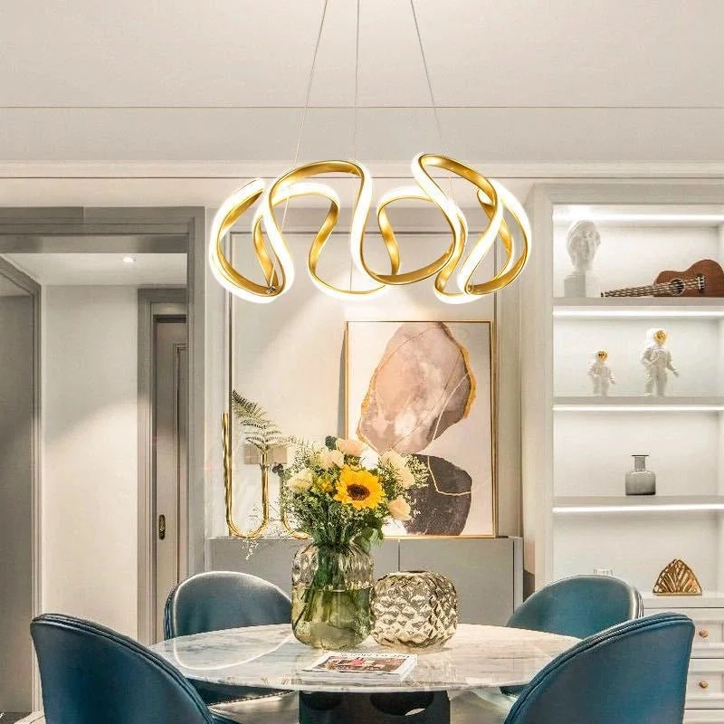 Lámparas colgantes de diseño irregular moderno de metal con LED regulable comedor